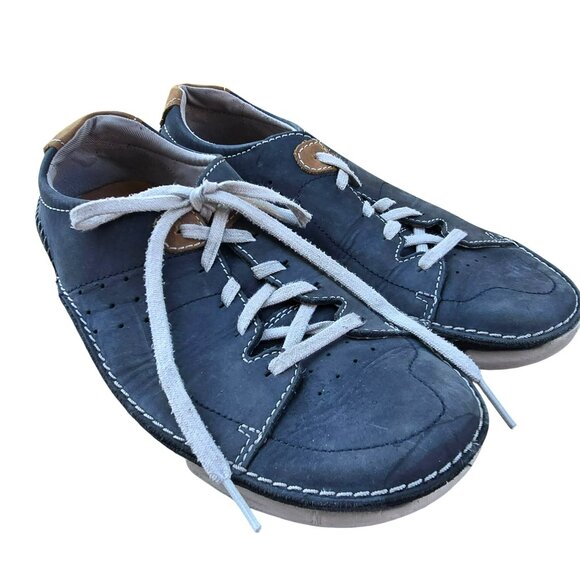 Clarks Trigenic Mens Lace-Up Casual Shoes Size 8.5 Blue Brown Suede - Picture 2 of 6